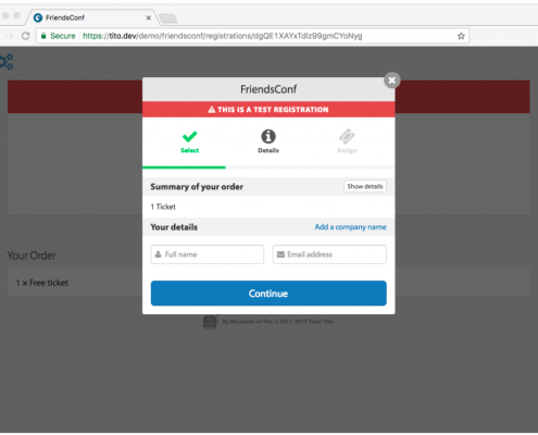 A screenshot of the Tito platform